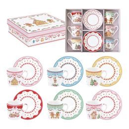 Vánoční sada šálek a podšálek na espresso 6ks Sweet Christmas 100ml, Easy Life