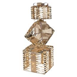 Vánoční dekorace dárky s LED osvětlení a blikajícím efektem zlatá, 25x73 cm