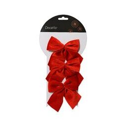 Vánoční dekorační mašle červená 3ks, 9x10x1 cm