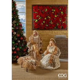 Vánoční dekorace betlém hrací skříňka bílo-zlatá, 17x10 cm