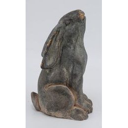 Velikonoční dekorace zajíc beton, šedá/zlatá, 16x12x28 cm