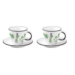Porcelánový šálek s podšálkem na espresso 2ks Herbarium 120 ml, Easy Life