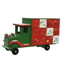 Vianočná dekorácia adventný kalendár auto, 10,5x30x17 cm