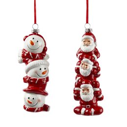 Vianočná ozdoba snehuliak/Santa 1ks, 14,5x6x4 cm