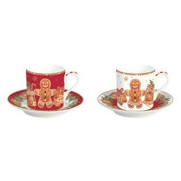 Vánoční porcelánový set šálek s podšálkem na espresso 2ks 75ml Fancy Gingerbread, Easy Life