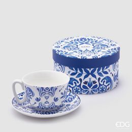 Porcelánový šálek s podšálkem čaj/kávu Roayl Blue, 7x15 cm