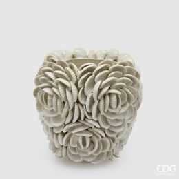 Keramická váza Chakra Conchiglie mušle krémová, 29,5x26,5 cm