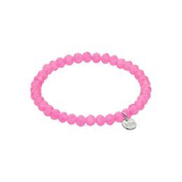 Náramek se skleněnými krystaly neonově světle růžový 3-8mm 1ks, 18 cm
