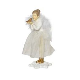 Vánoční dekorace figurka anděl s ptáčkem, 9,3x8,5x22,2cm
