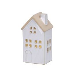 Keramická dekorace domeček s LED osvětlením, 6,7x8,7x15,5cm