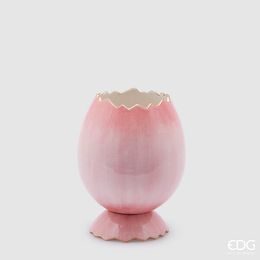 Keramická váza vejce skořápka růžová, 20x16 cm