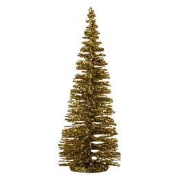 Vianočná dekorácia stromček s flitrami zlatý, 15cm