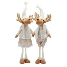 Vianočná dekorácia figúrka soba Renna bielo-béžová 1ks, 80cm