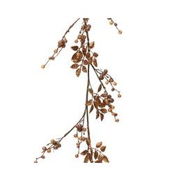 Vianočná prírodná girlanda s bobuľami a hnedými listami s flitrami, 12x3x120 cm