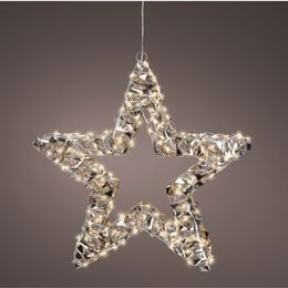 Vianočná dekorácia hviezda s LED svetlami a blikajúcim efektom zlatá, 8x38 cm