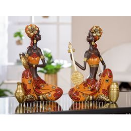 Dekorace figura Afričanka Malaika s nádobou růžová 1ks, 5,5x10x34 cm