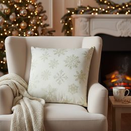 Vánoční povlak na polštář Cristallo Luce bílo-zlatý 50x50 cm, Sander