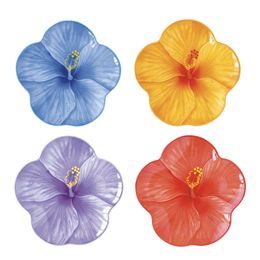 Jarní sada talířů ibišek pestré 4ks Bouquet 21 cm, Easy Life