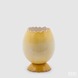 Keramická váza vejce skořápka žlutá, 20x16 cm