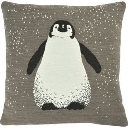 Potah na polštář Ping s tučňákem hnědý 45x45cm, Sander