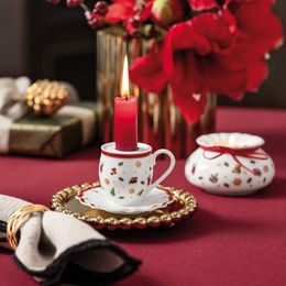Vánoční adventní svícen na 4 čajové svíčky červený, 15x45x9 cm