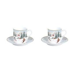 Porcelánový set šálek s podšálkem na espresso lyžaři 2ks 75ml Chalet, Easy Life