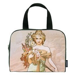 Dámska cestovná taška na zips Spring Alfons Mucha, 24x18x7 cm
