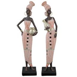 Dekorace figura Afričanka Malaika s nádobou růžová 1ks, 5,5x10x34 cm