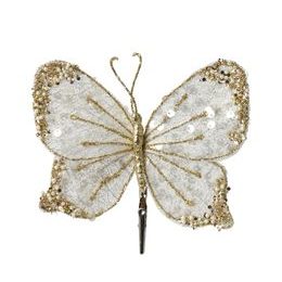 Vánoční dekorace motýl s flitry na klip, 2x16x14cm