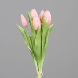 Umělá květina svazek tulipánů 5ks růžový, 31 cm