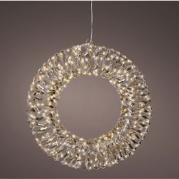 Vianočná dekorácia kruh s LED svetlami a blikajúcim efektom zlatý, 8x38 cm