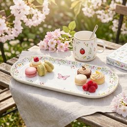 Porcelánový hrnek se sítkem a pokličkou na čaj Fancy Garden 450ml, Easy Life