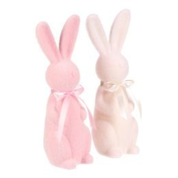 Velikonoční dekorace zajíc na donutu růžový, 10x6x17 cm