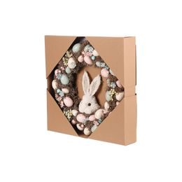 Velikonoční dekorace zajíc na donutu růžový, 10x6x17 cm