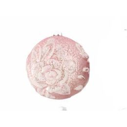 Vianočná sklenená ozdoba Kiss ružová, 10 cm