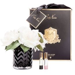 Côte Noire - Herringbone kytica 5 ruží s parfémami Blush Roses v čiernej váze