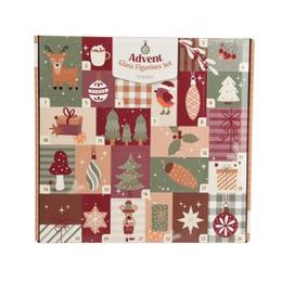 Adventní kalendář se skleněnými ozdobami 24 ks, 3,5x2,5x5cm