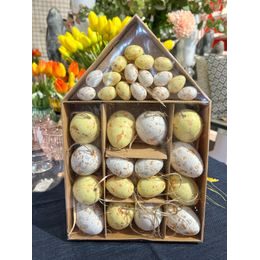 Velikonoční dekorace sada vajíček bílé/žluté 32ks, 2,5-4-6 cm