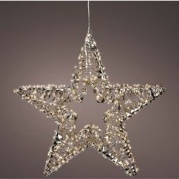 Vianočná dekorácia hviezda s LED svetlami a blikajúcim efektom zlatá, 8x38 cm