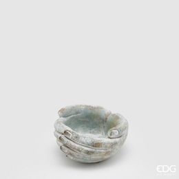 Betonový svícen na svíčku/popelník ruce šedý, 7x14x9 cm