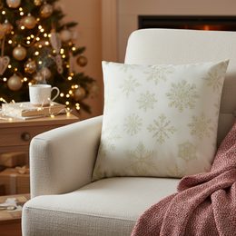 Vánoční povlak na polštář Cristallo Luce bílo-zlatý 50x50 cm, Sander