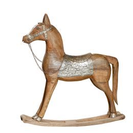 Vánoční dekorace kovový houpací kůň, 70x12x70 cm