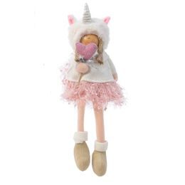 Holčička unicorn, se srdcem a třásňovou sukní, 12x8x34 cm