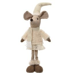 Vánoční dekorace figura myš béžová, 18x13x60cm