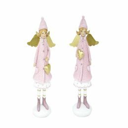 Vánoční dekorace figura anděl s čepicí růžový 1ks, 7x17x5 cm