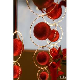 Vánoční skleněná ozdoba s flitry růžová, 8 cm