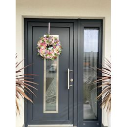 Dekorace věnec na dveře růže žlutý, 45 cm