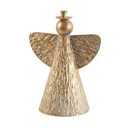 Vianočný kovový svietnik / dekorácia anjel zlatý, 38x29,5x20 cm