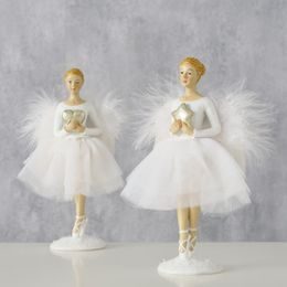 Dekorace anděl Janin bílý 1ks, 13x6x40 cm