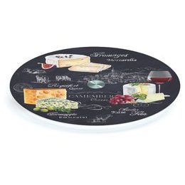 Otočný skleněný servírovací talíř černý Les Fromages v dárkovém balení 32cm, Easy Life